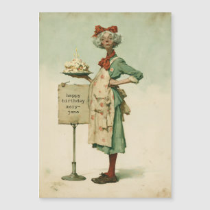 Vintage Baker with Birthday Cake