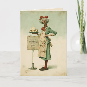 Vintage Baker with Birthday Cake Card