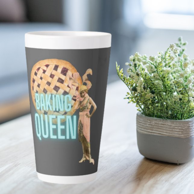 Vintage Baking Queen on Grey  Latte Mug (Creator Uploaded)