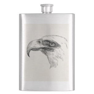 Vintage Bald Eagle Bird Head Personalized Eagles Hip Flask