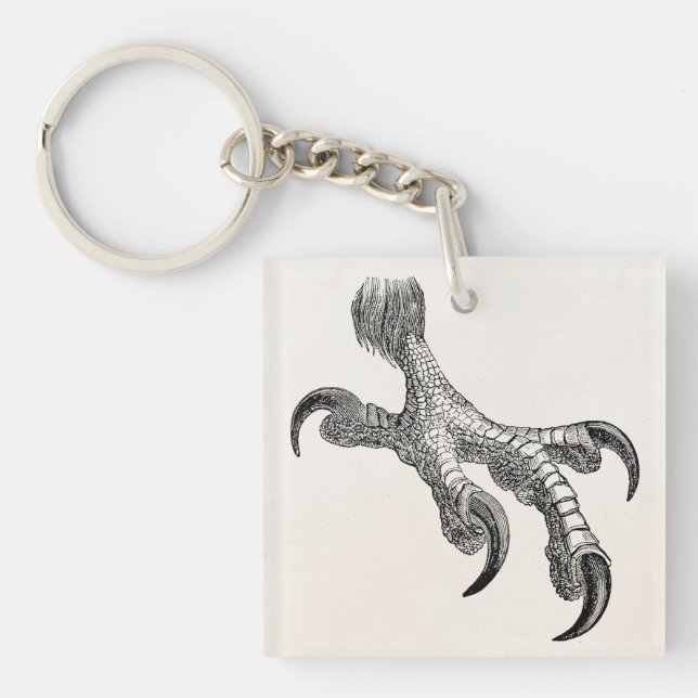 Vintage Bald Eagle Claw Personalized Bird Claws Keychain (Front)