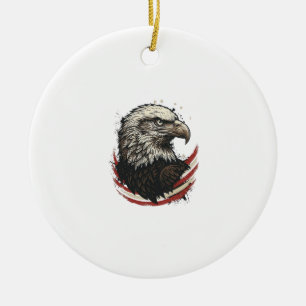 Vintage Bald Eagle Patriotic Engraving Shirt Desig Ceramic Ornament