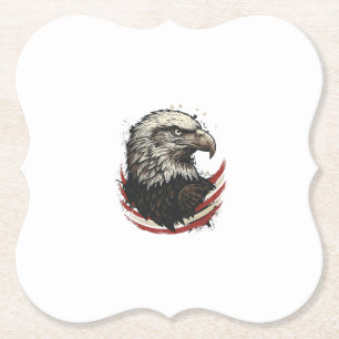 Vintage Bald Eagle Patriotic Engraving Shirt Desig Paper Coaster