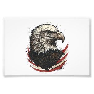 Vintage Bald Eagle Patriotic Engraving Shirt Desig Photo Print