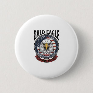 Vintage Bald Eagle Patriotic T-Shirt Design_1 2 Inch Round Button