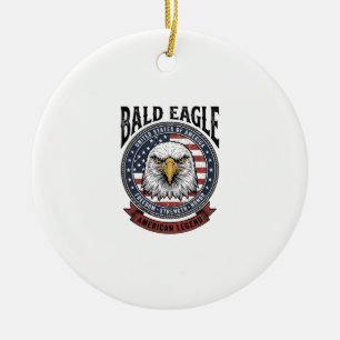 Vintage Bald Eagle Patriotic T-Shirt Design_1 Ceramic Ornament