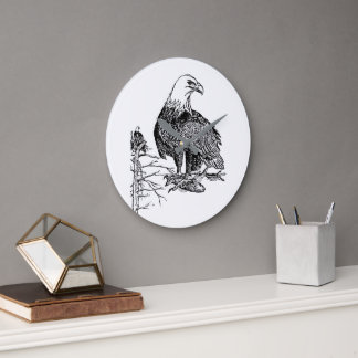Vintage Bald Eagle Wall Clock – Wildlife Bird Illu