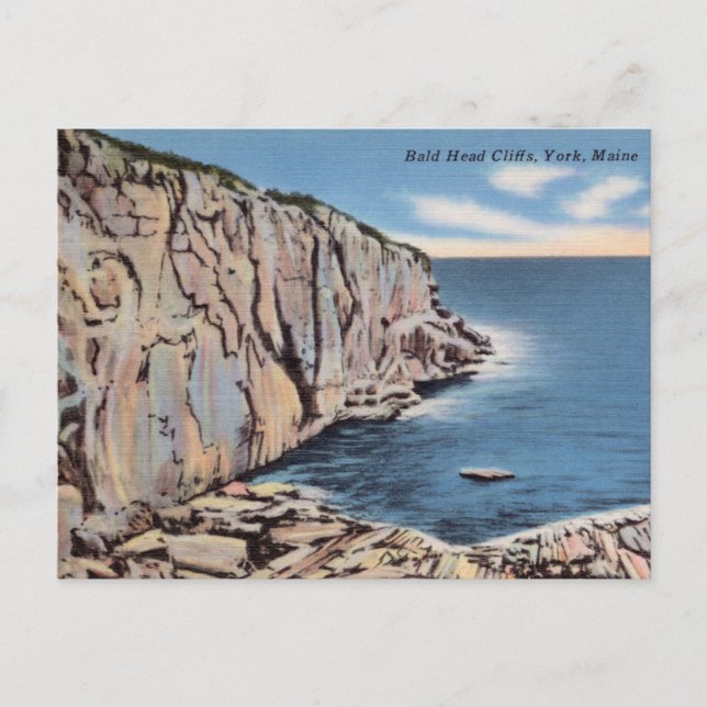 Vintage Bald Head Cliffs, York, Maine Postcard (Front)