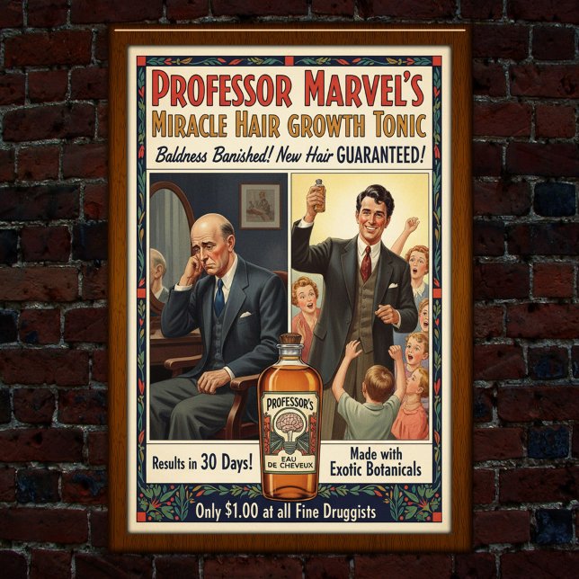 Vintage Baldness Cure Hair Growth Advertising Poster (Creator Uploaded)