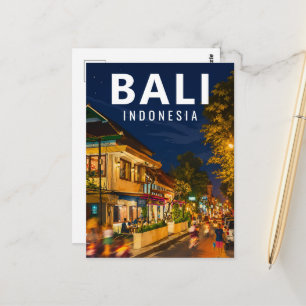 Vintage Bali Postcard – Ubud Night Street