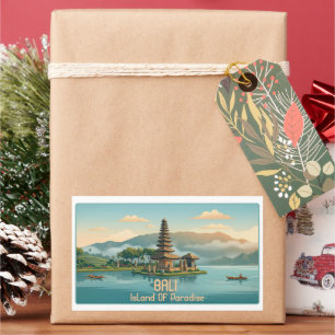 Vintage Bali Ulun Danu Beratan Lake Temple Travel Sticker