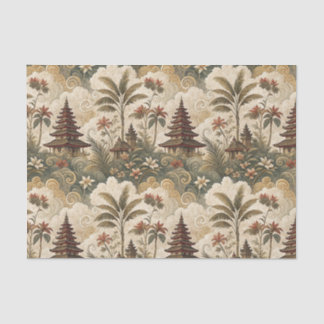 Vintage Balinese Temple Tropical Painting Pattern Tissue Paper