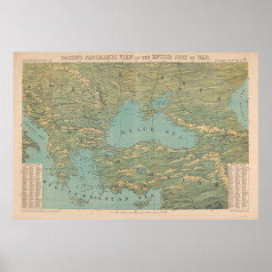 Vintage Balkans, Turkey and Black Sea Map (1854) Poster