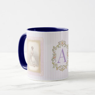 Vintage Ballerina Coffee Mug in Soft Lilac & Blue