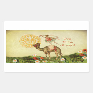 Vintage Ballerina, Flowers, and Camel Collage Sticker