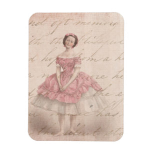 Vintage Ballerina Girl in a Pink Tutu Magnet