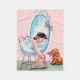 Vintage Ballerina Image Fleece Throw Blanket