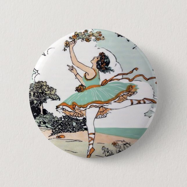 Vintage Ballet Dancer Button (Front)