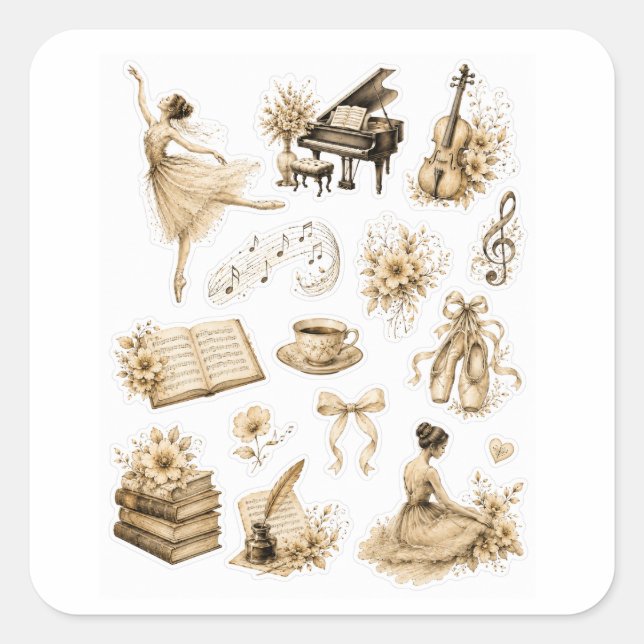 Vintage Ballet Music Sticker Sheet (Front)