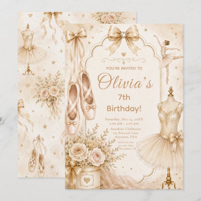 Vintage Ballet Tutu Party Invitation (Front/Back)