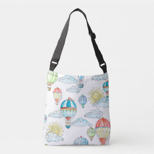 Vintage Balloons: Whimsical Watercolor Seamless. Crossbody Bag