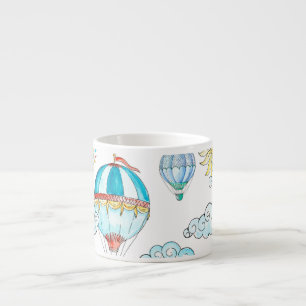 Vintage Balloons: Whimsical Watercolor Seamless. Espresso Cup