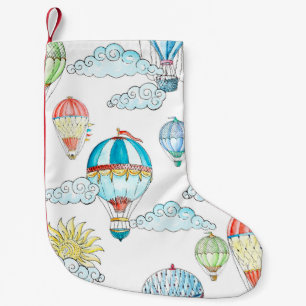 Vintage Balloons: Whimsical Watercolor Seamless. Small Christmas Stocking