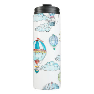 Vintage Balloons: Whimsical Watercolor Seamless. Thermal Tumbler