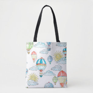 Vintage Balloons: Whimsical Watercolor Seamless. Tote Bag