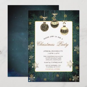 Vintage Balls,Branches,Snowflakes Company Party Invitation