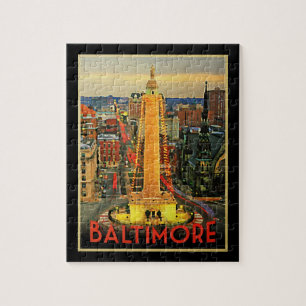 Vintage Baltimore At Dusk Jigsaw Puzzle