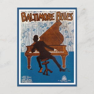 Vintage Baltimore blues music cover Postcard