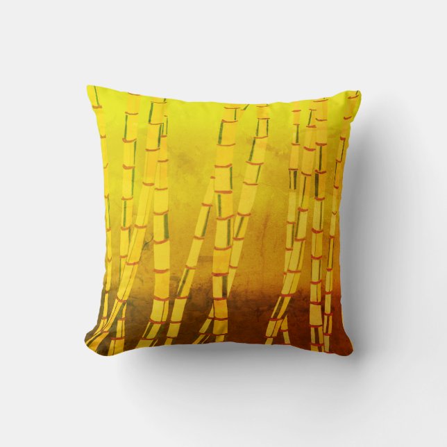 Vintage Bamboo Throw Pillow (Front)