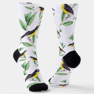 Vintage Banana Bird Art Socks