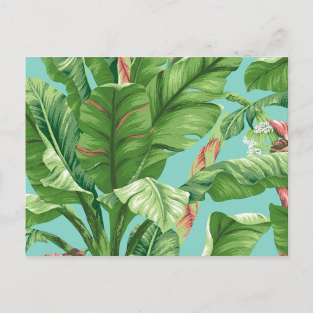 Vintage Banana leaf & flower painting Postcard (Front)