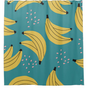 Vintage banana pattern, blue background.