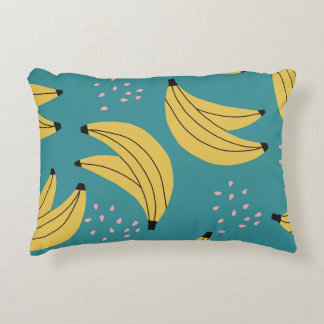 Vintage banana pattern, blue background. accent pillow
