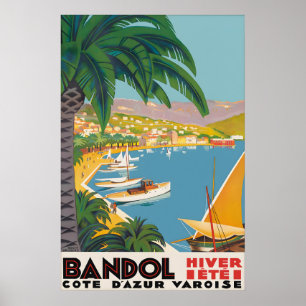 Vintage Bandol Travel Poster Print, French Riviera