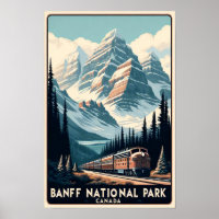 Vintage Banff National Park Canada Travel Poster