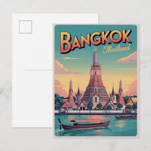 vintage Bangkok city Wat Aru Thailand travel gifts Postcard