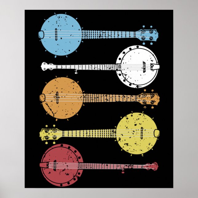 Vintage Banjo Gift Country Music Bluegrass Banjo Poster (Front)