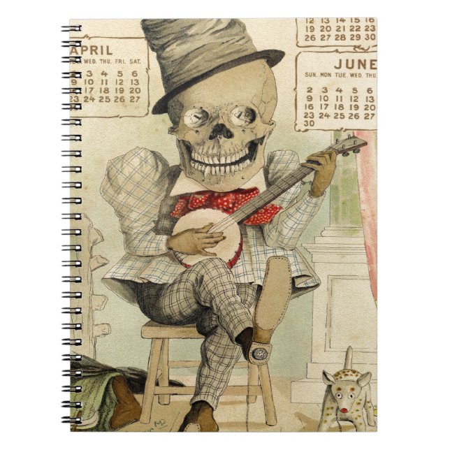 Vintage Banjo Playing Skeleton Notebook (Front)