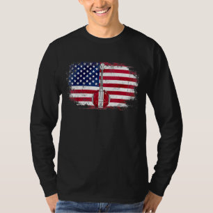 Vintage Banjo With American Flag Music Orchestra T-Shirt