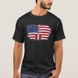 Vintage Banjo With American Flag Music Orchestra T-Shirt