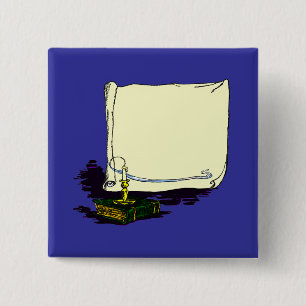 Vintage Banner and Book with Candle Template 2 Inch Square Button
