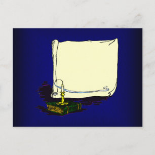 Vintage Banner and Book with Candle Template Postcard
