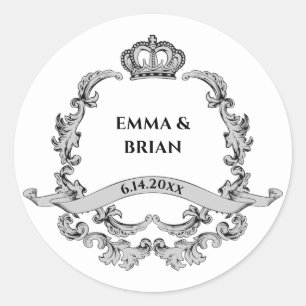Vintage banner Crown crest  Classic Round Sticker