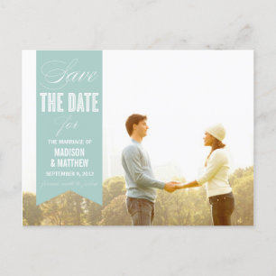VINTAGE BANNER   SAVE THE DATE ANNOUNCEMENT POSTCARD