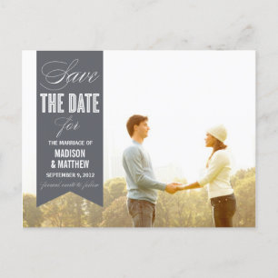 VINTAGE BANNER   SAVE THE DATE ANNOUNCEMENT POSTCARD