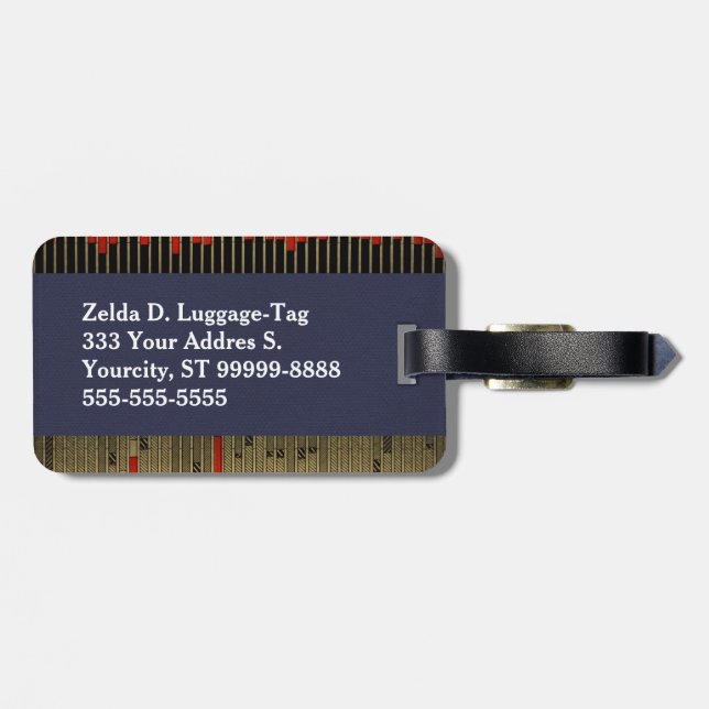 Vintage Bar Graph Chart Luggage Tag (Back Horizontal)